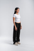 Women Crinkle Trousers in Black
