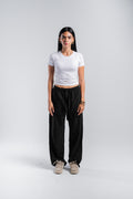 Women Crinkle Trousers in Black
