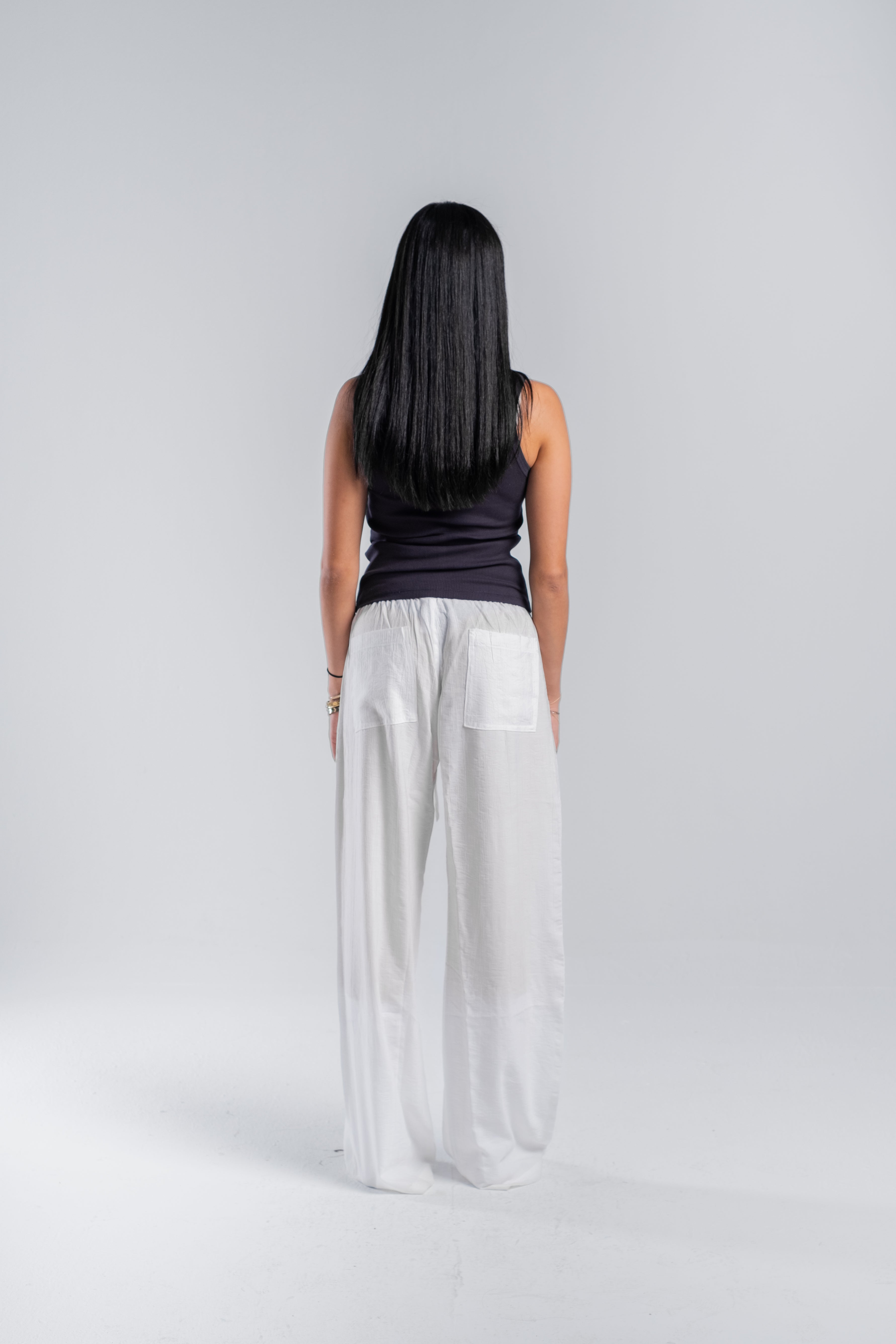Women Crinkle Trousers in White