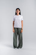Women Crinkle Trousers in Olive