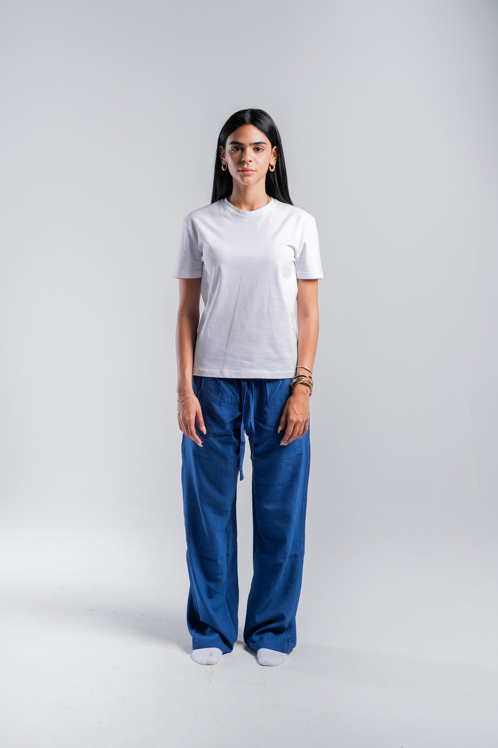 Women Crinkle Trousers in Blue