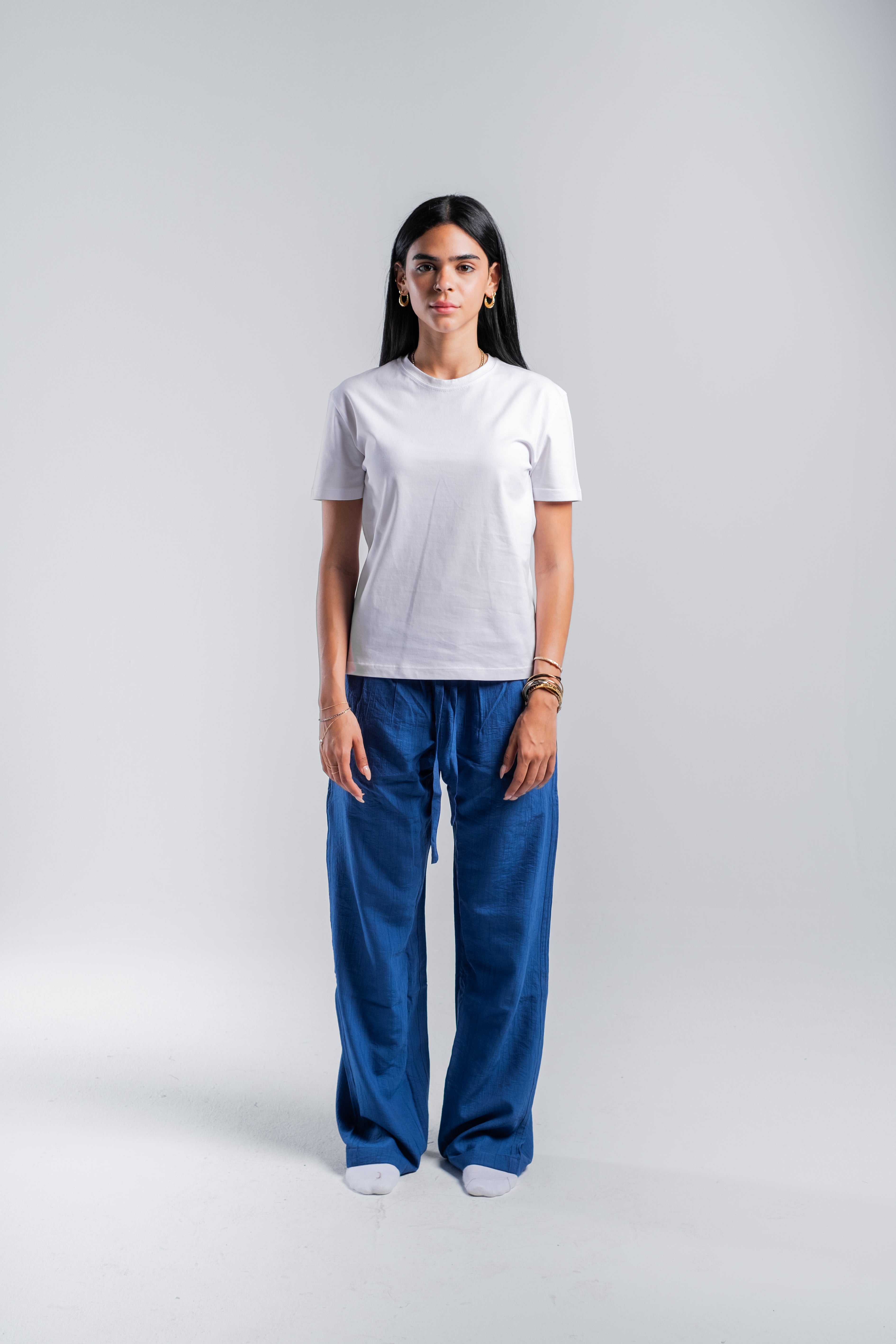Women Crinkle Trousers in Blue