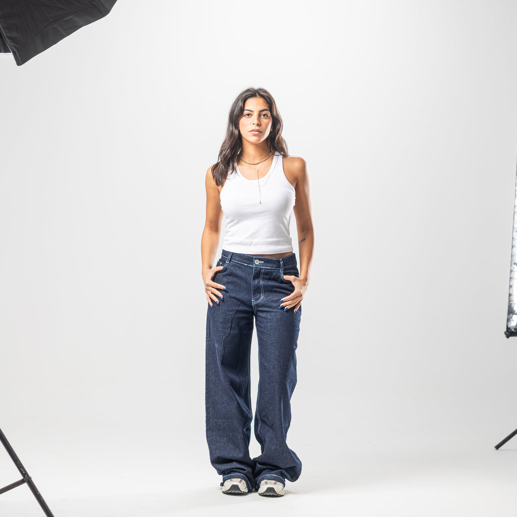 Women Low Rise Baggy Jeans - Raw Denim