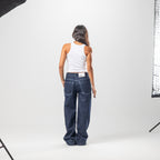 Women Low Rise Baggy Jeans - Raw Denim