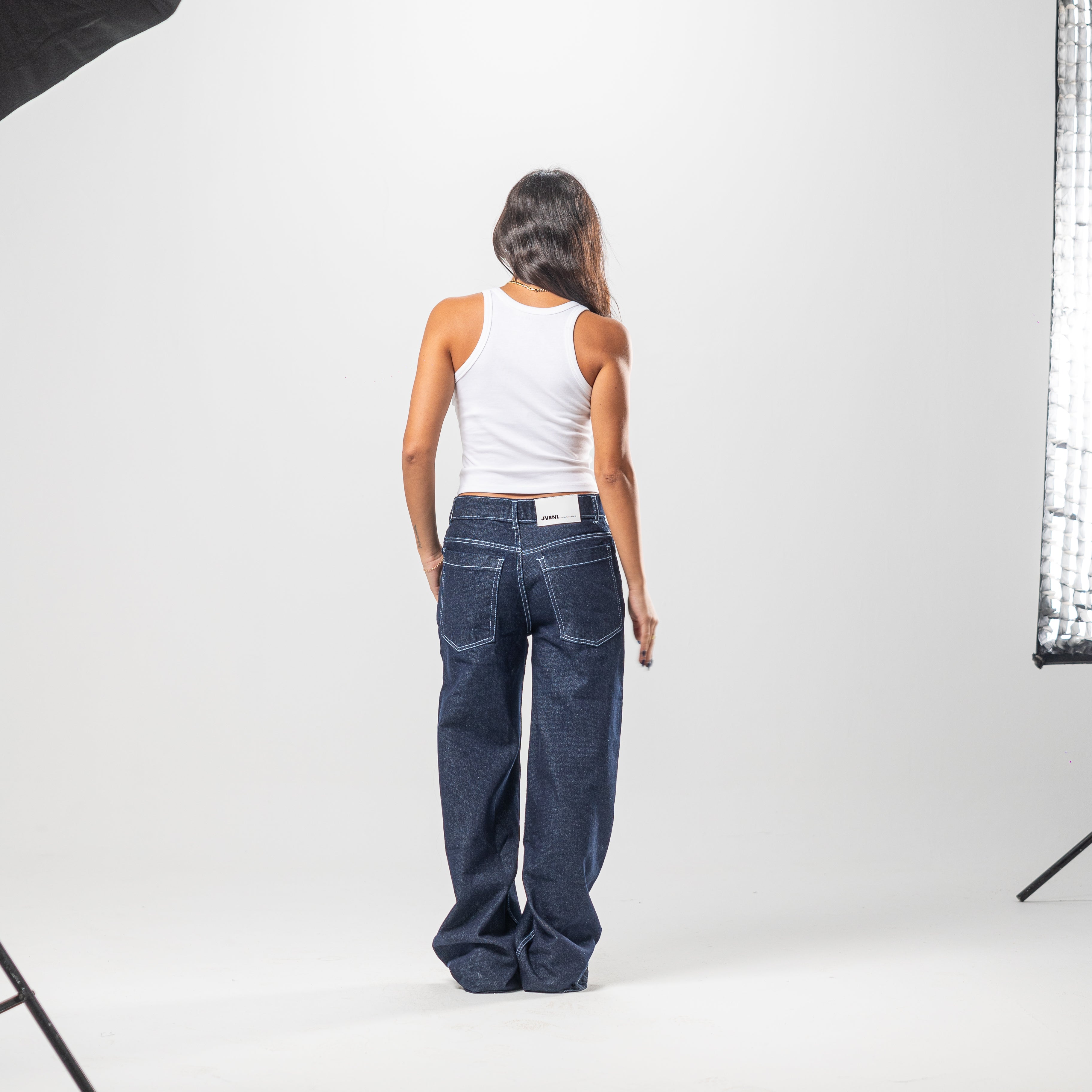 Women Low Rise Baggy Jeans - Raw Denim