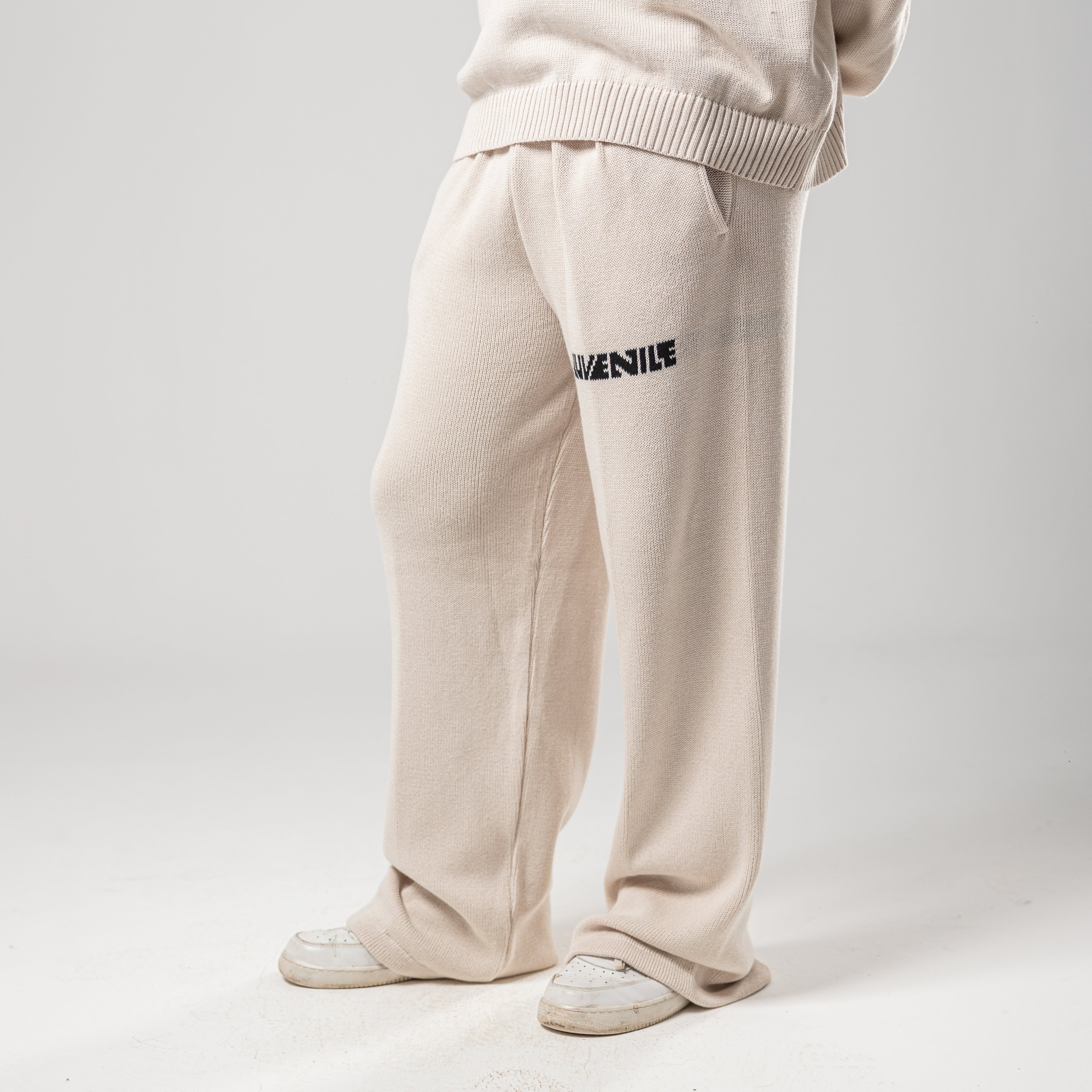 Cream Knitted Sweatpants