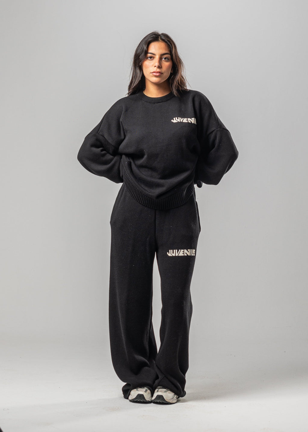 Black Juvenile Logo Knit Sweater
