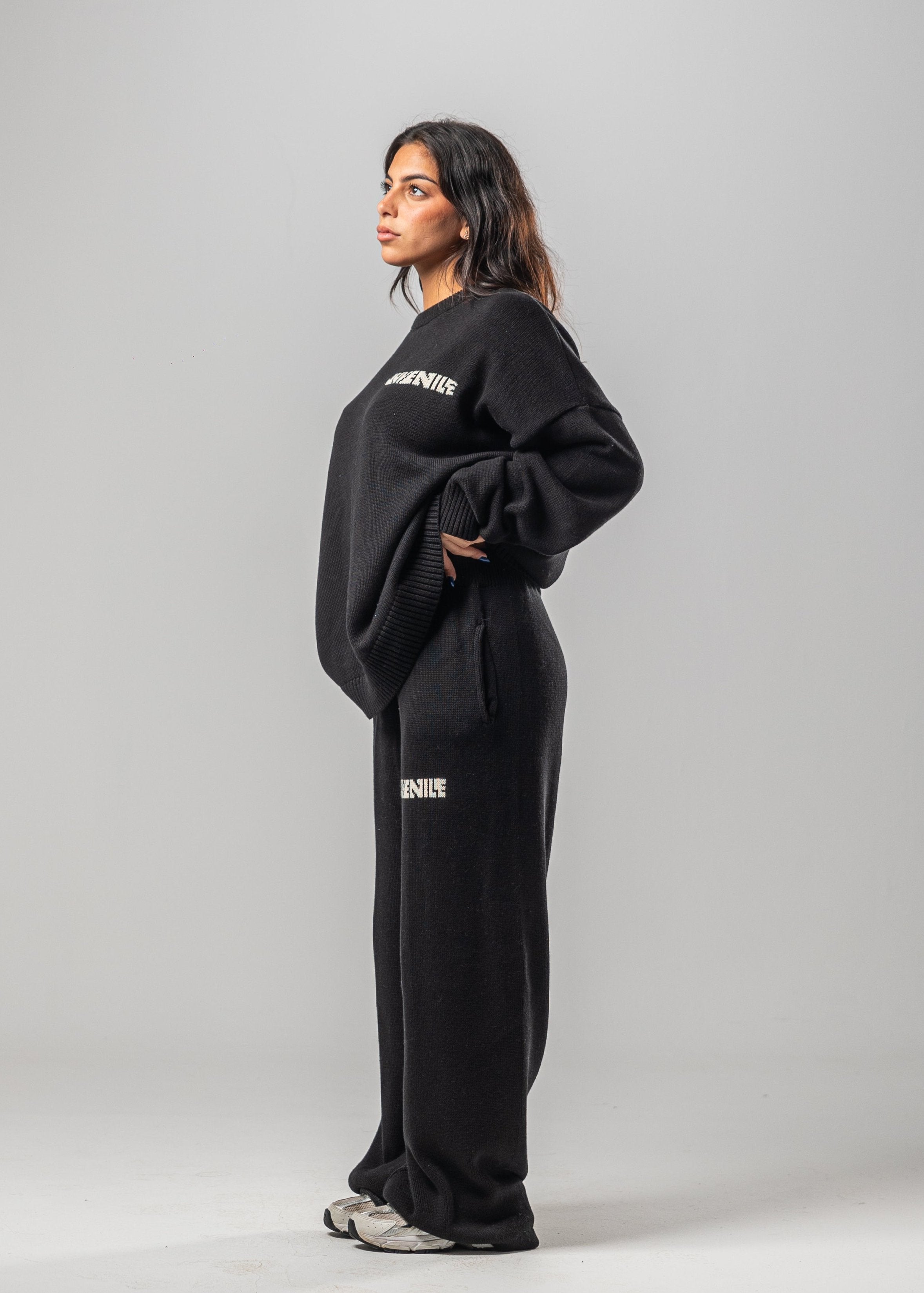 Black Juvenile Logo Knit Sweater