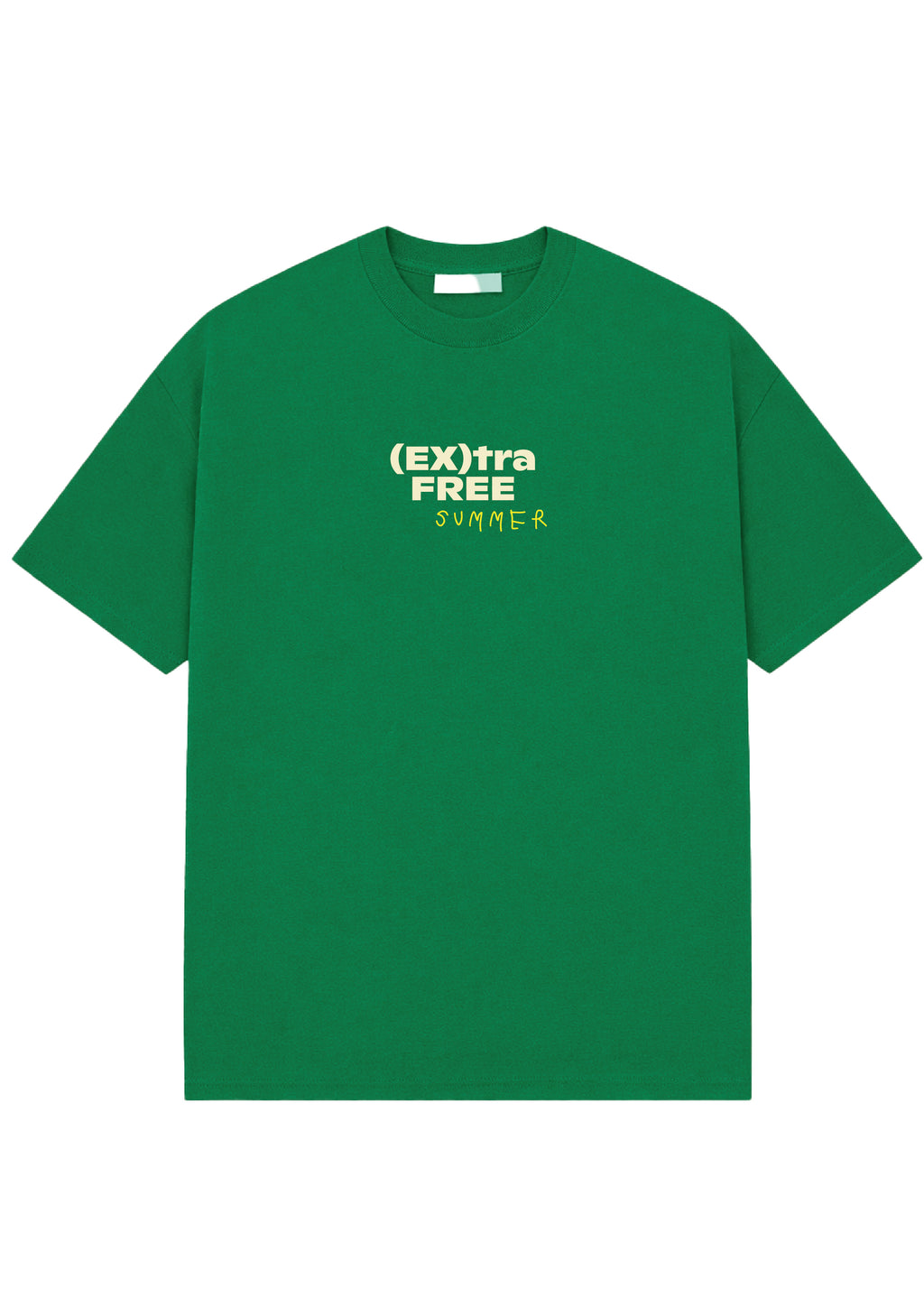 "(EX)tra Free Summer" Solid Green Graphic T-shirt