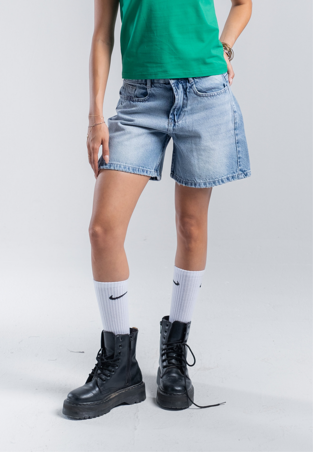 Light Blue Denim Bermuda Shorts