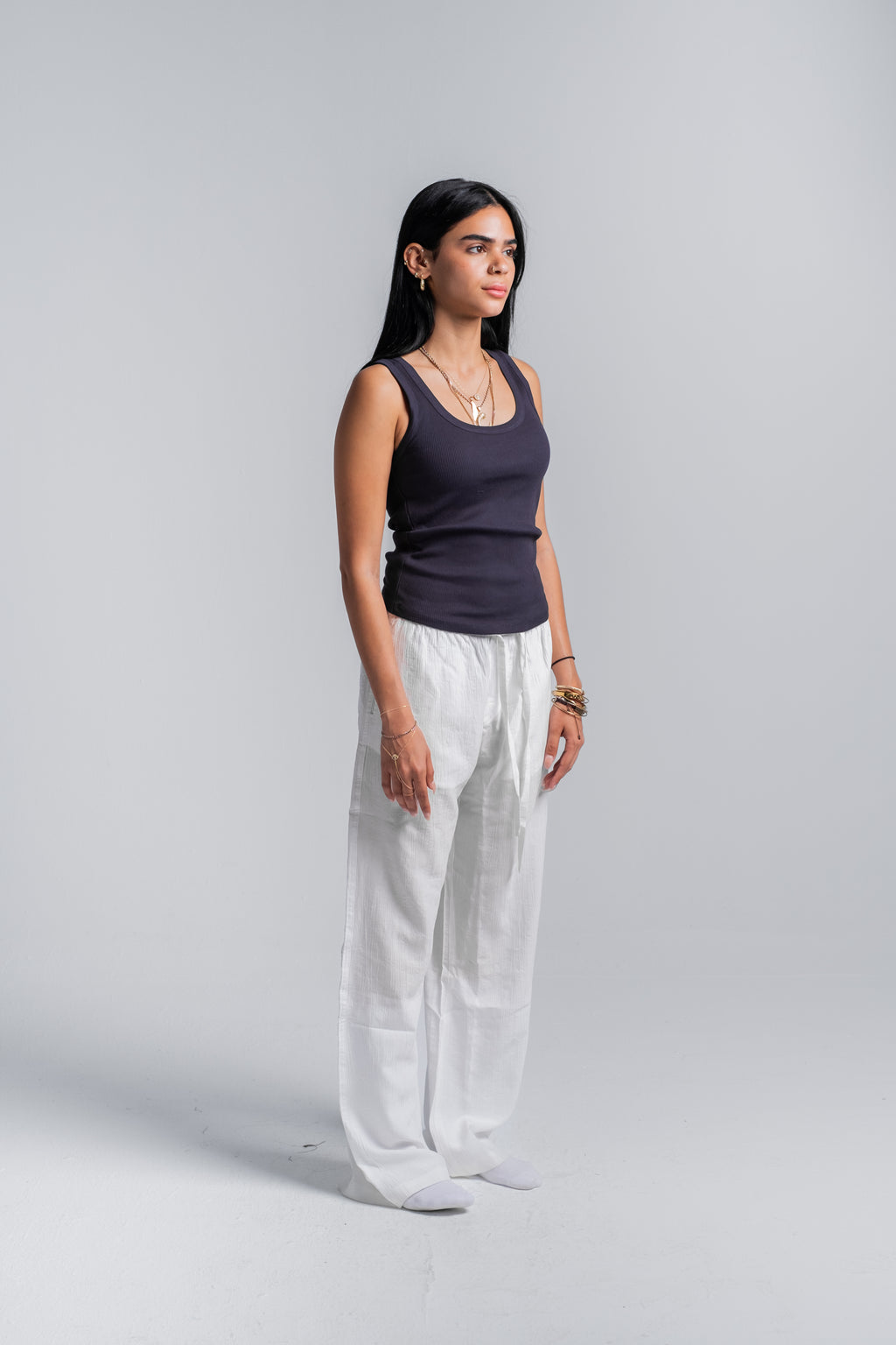 Women Crinkle Trousers in White