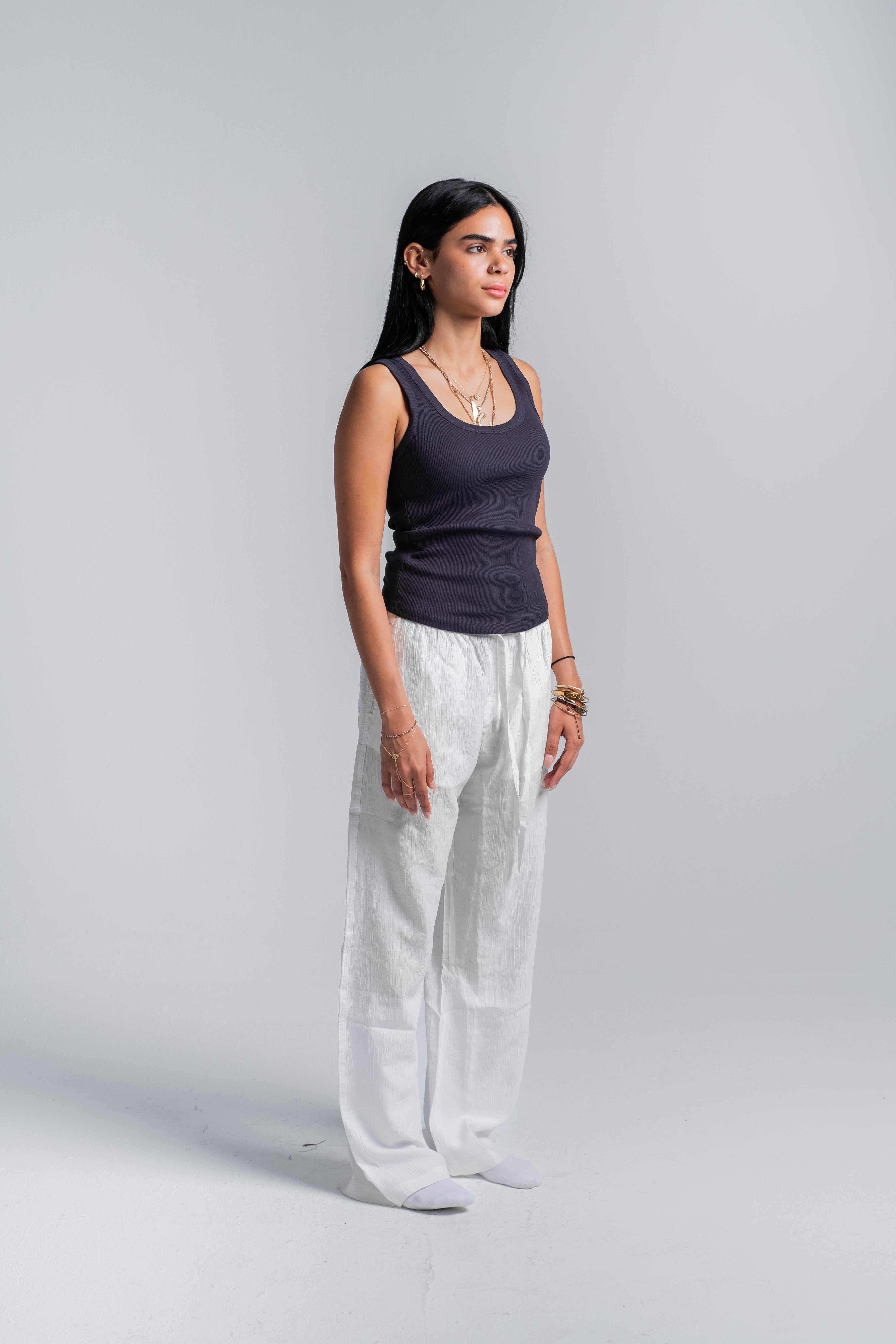 Women Crinkle Trousers in White