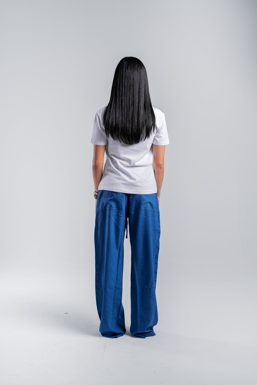 Women Crinkle Trousers in Blue