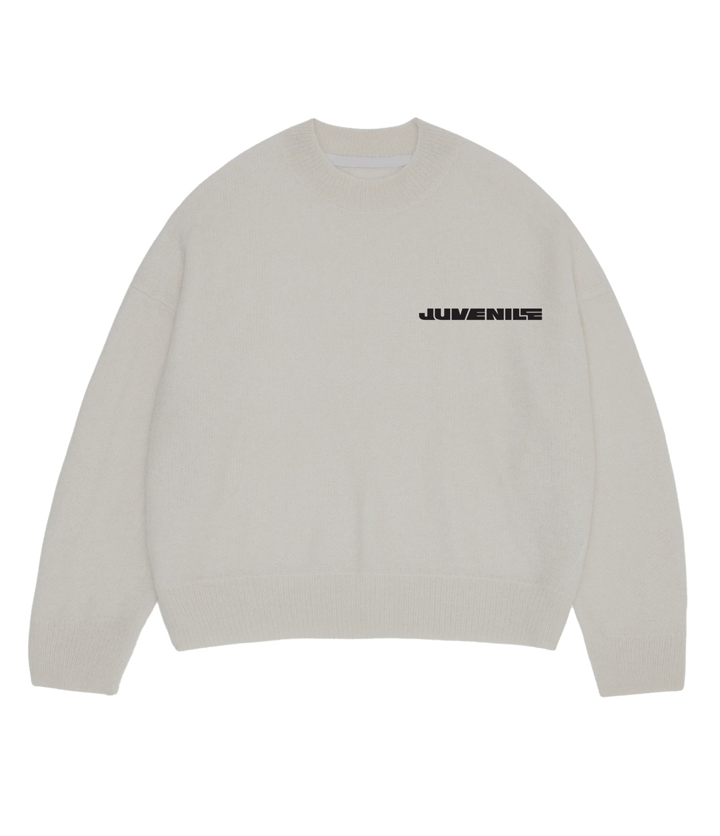 Cream Juvenile Logo Knit Sweater