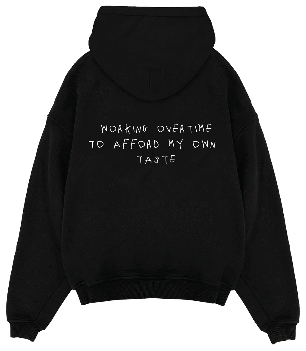 "Working Overtime" Hoodie in Black