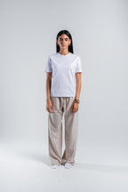 Women Crinkle Trousers in Beige