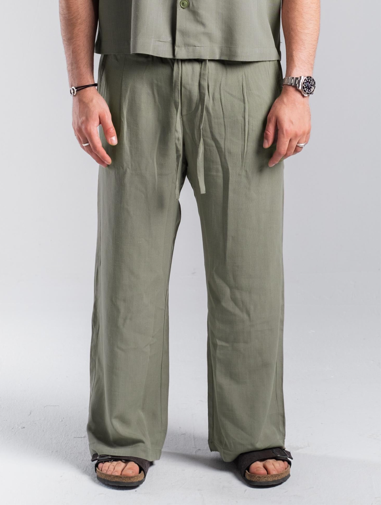 Olive Linen Pants
