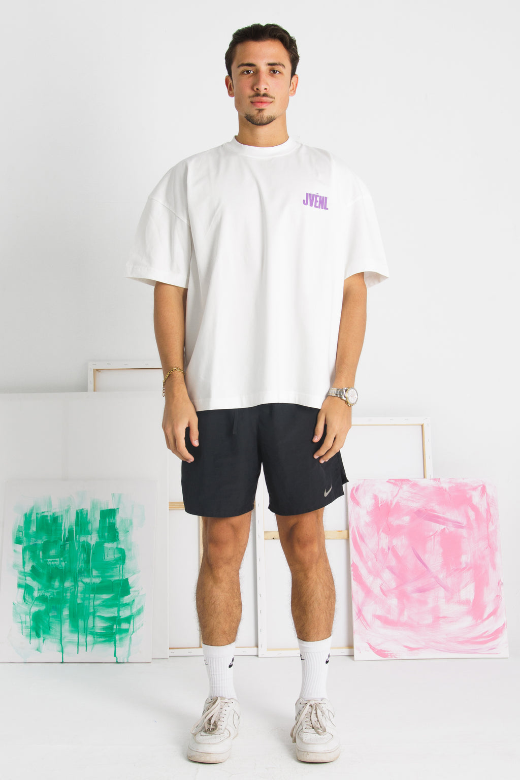 White-Electric Purple Oversized tshirt