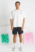 White-Electric Purple Oversized tshirt