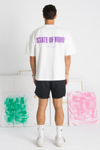 White-Electric Purple Oversized tshirt