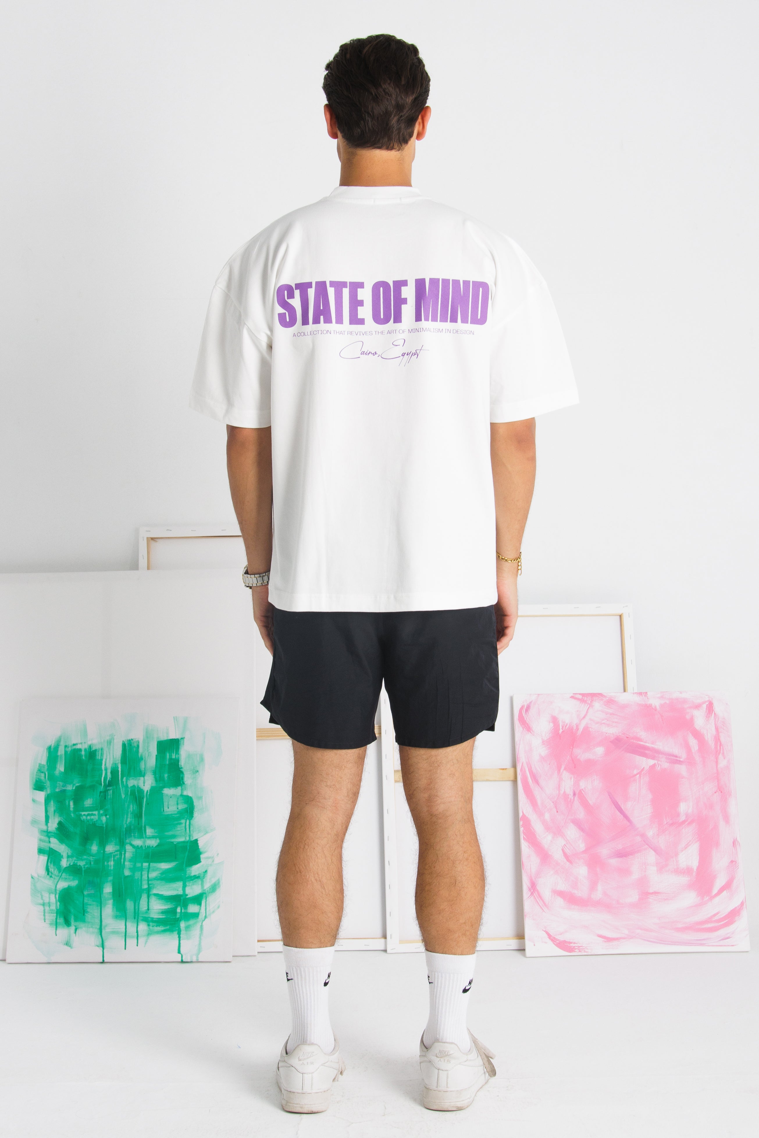 White-Electric Purple Oversized tshirt