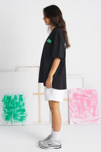 Black-Clarity Green Oversized tshirt
