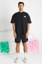 Black-Clarity Green Oversized tshirt