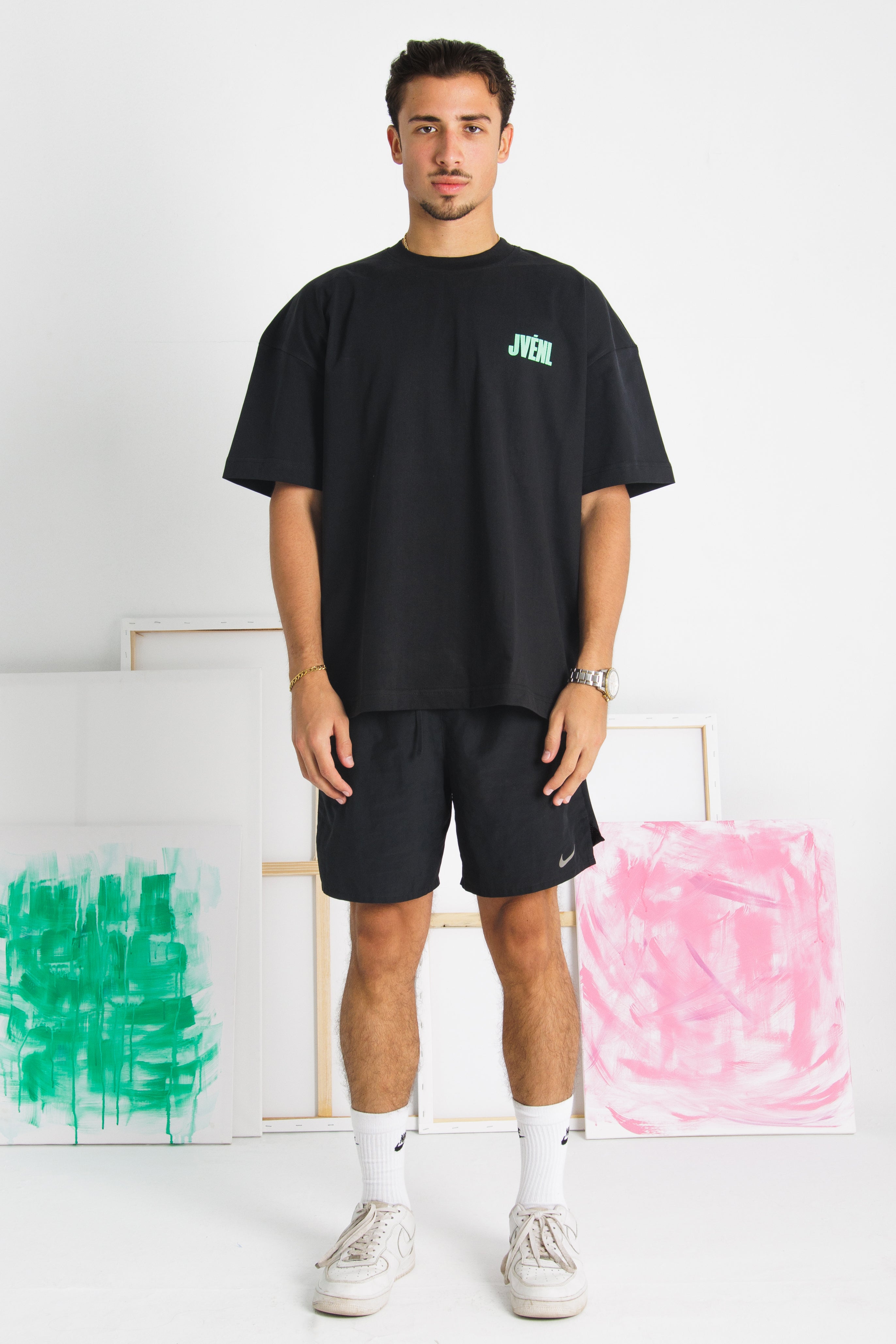Black-Clarity Green Oversized tshirt