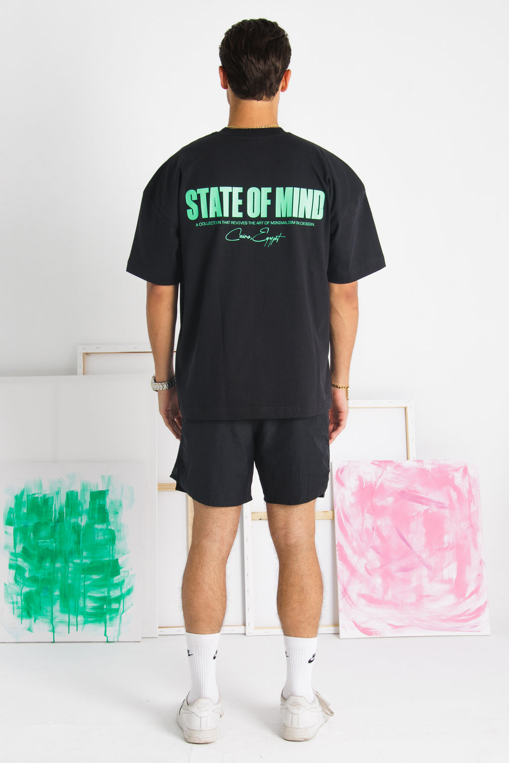 Black-Clarity Green Oversized tshirt