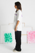 White-Electric Purple Oversized tshirt
