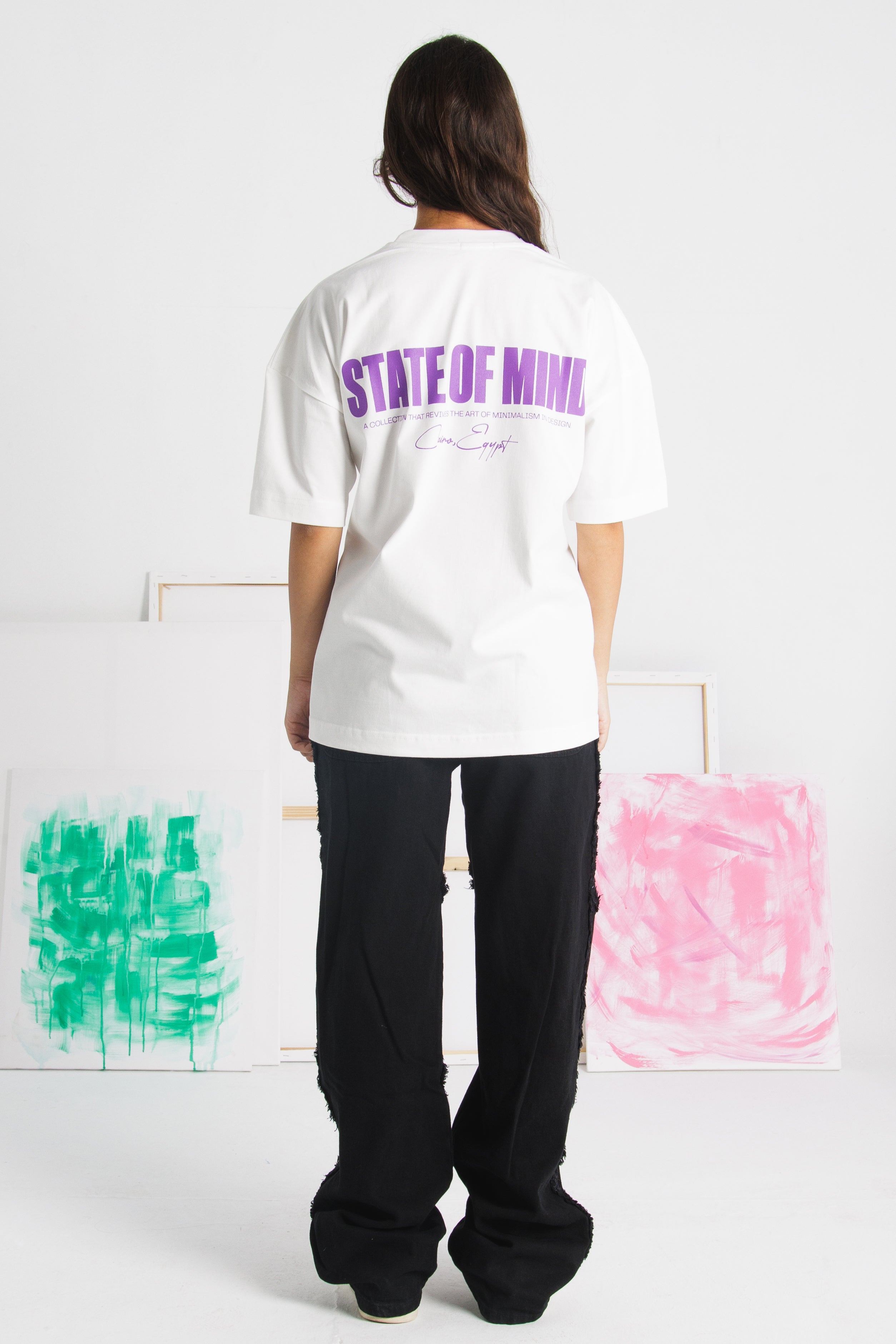 White-Electric Purple Oversized tshirt