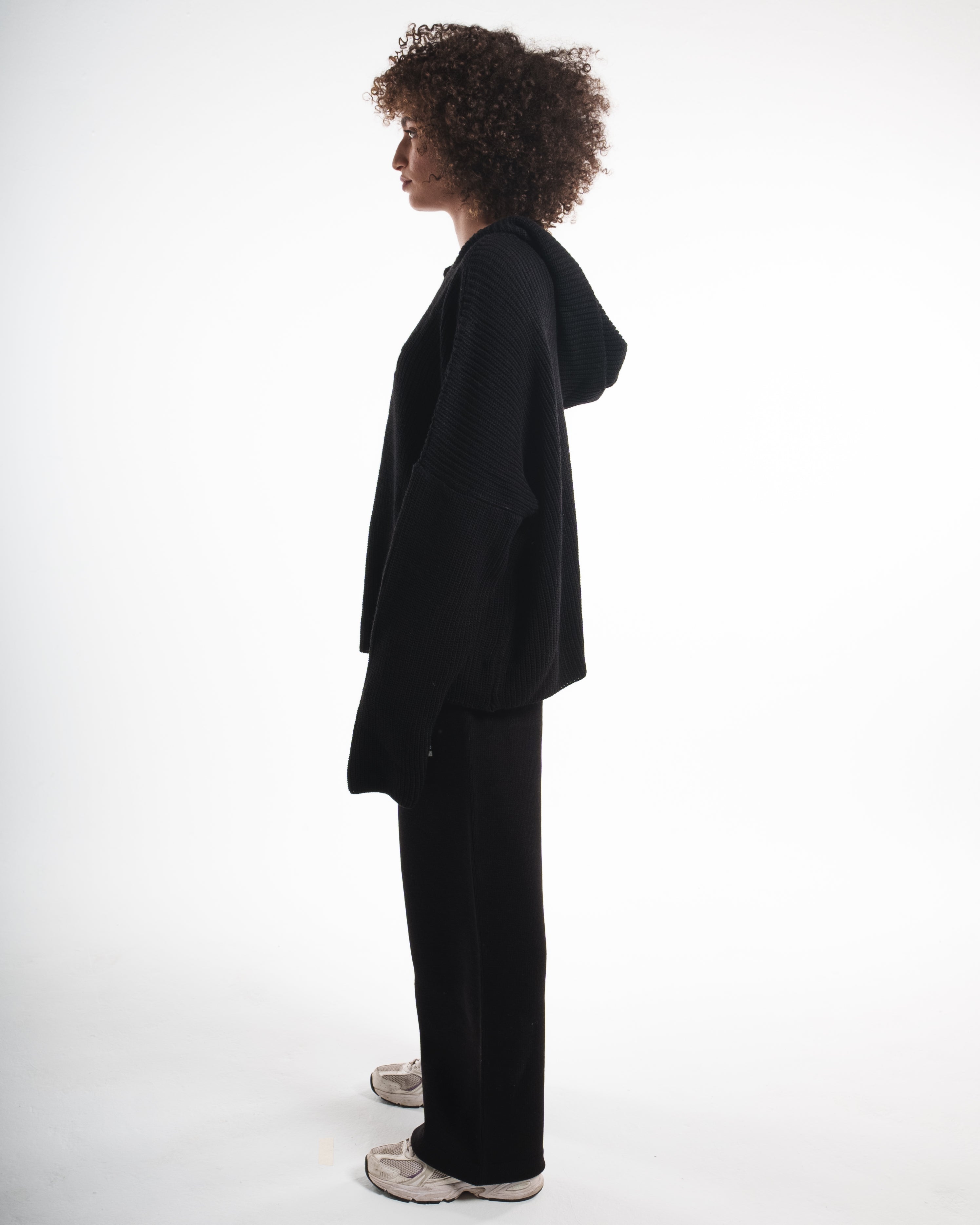 Black Knit Hoodie
