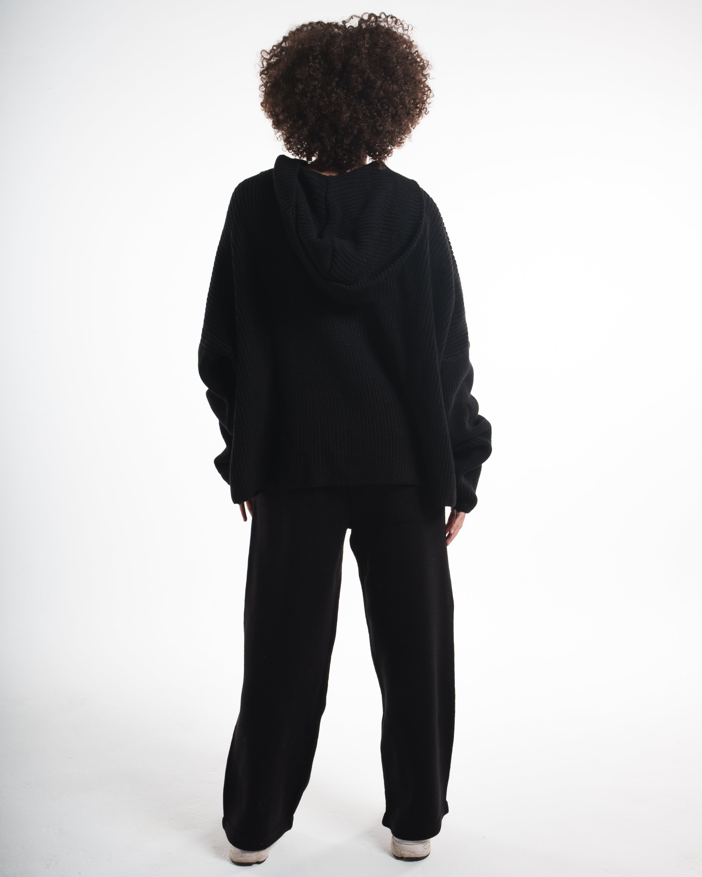 Black Knit Hoodie