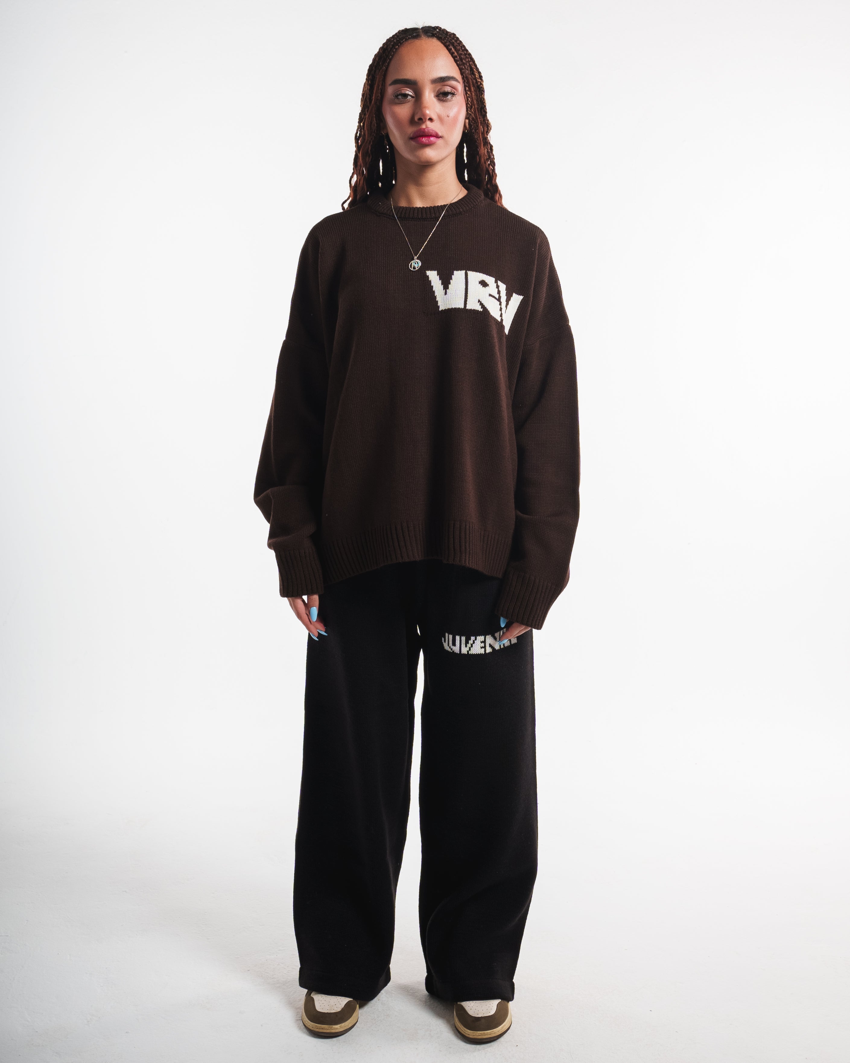 Brown VRV Logo Knit Sweater