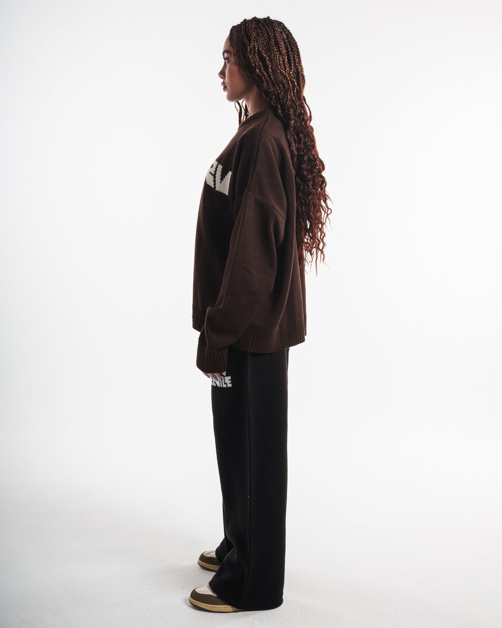Brown VRV Logo Knit Sweater