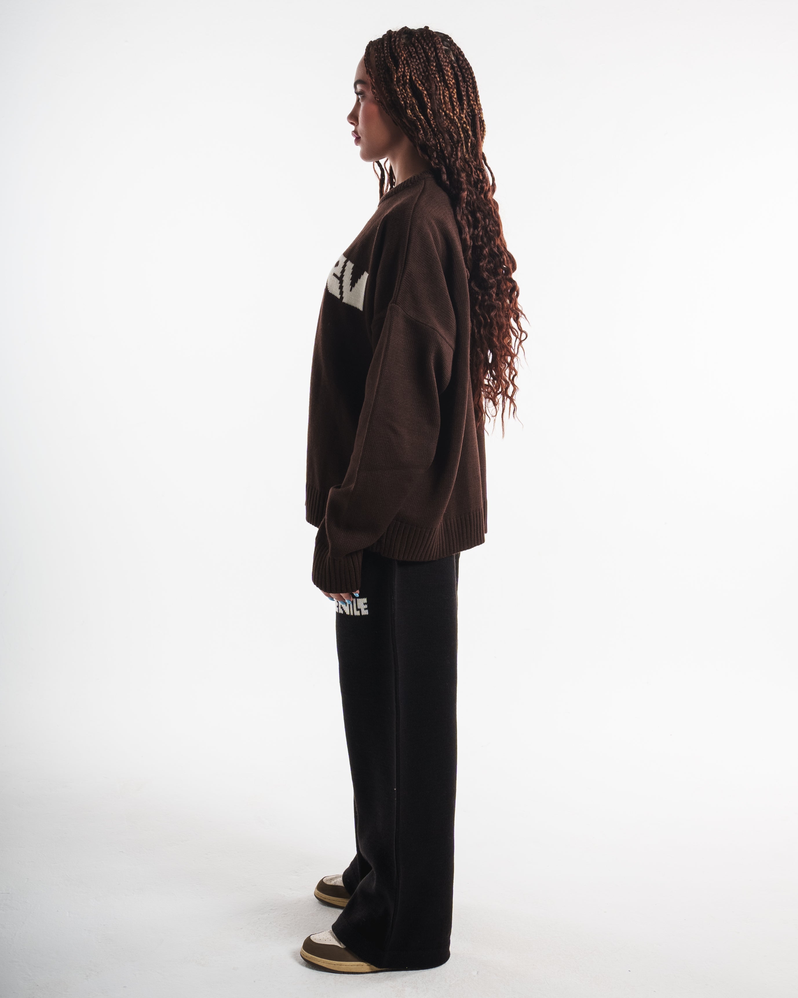 Brown VRV Logo Knit Sweater