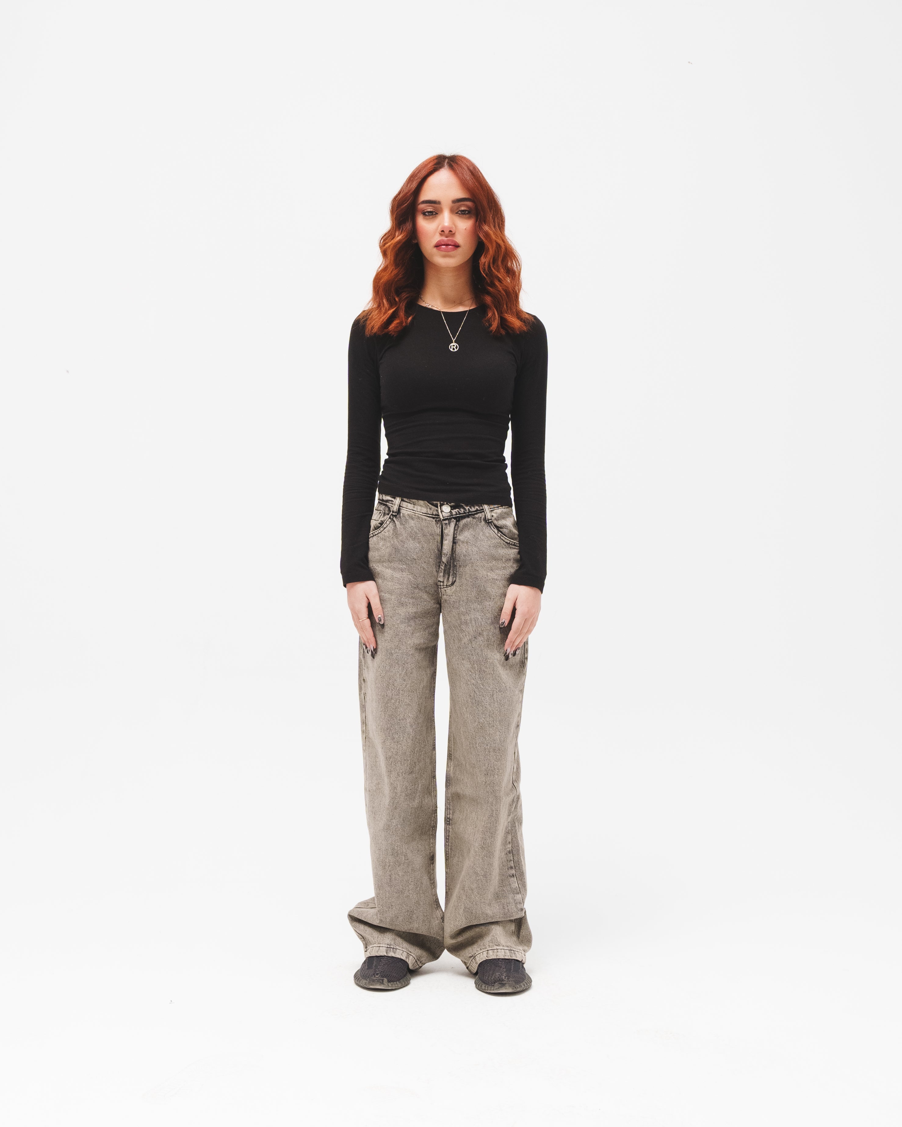 Women Low Rise Baggy Jeans - Dusty Grey
