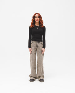Women Low Rise Baggy Jeans - Dusty Grey