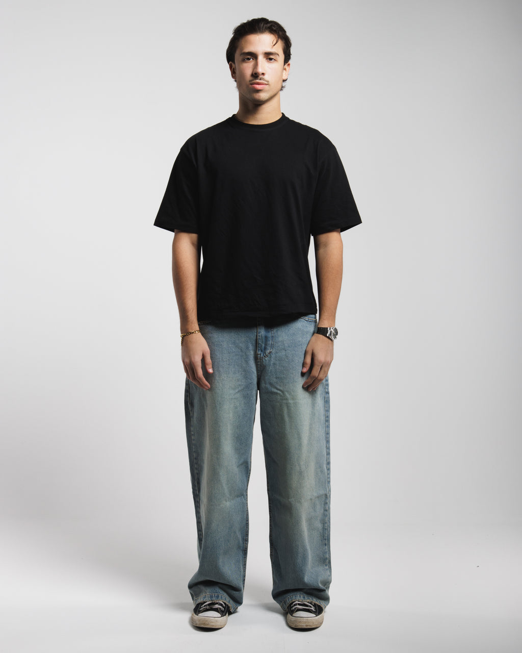 Men Baggy Jeans - Faded Vintage