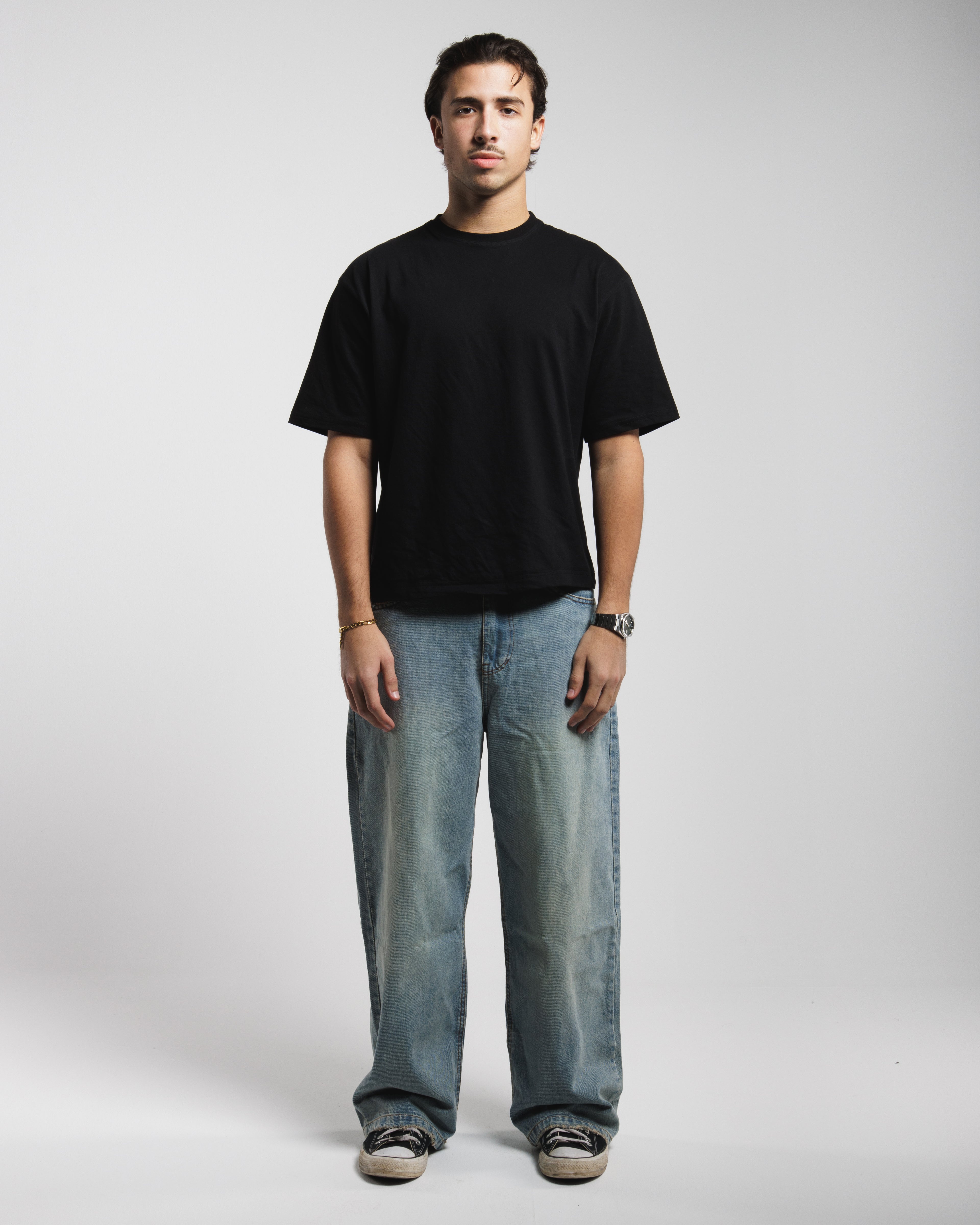 Men Baggy Jeans - Faded Vintage