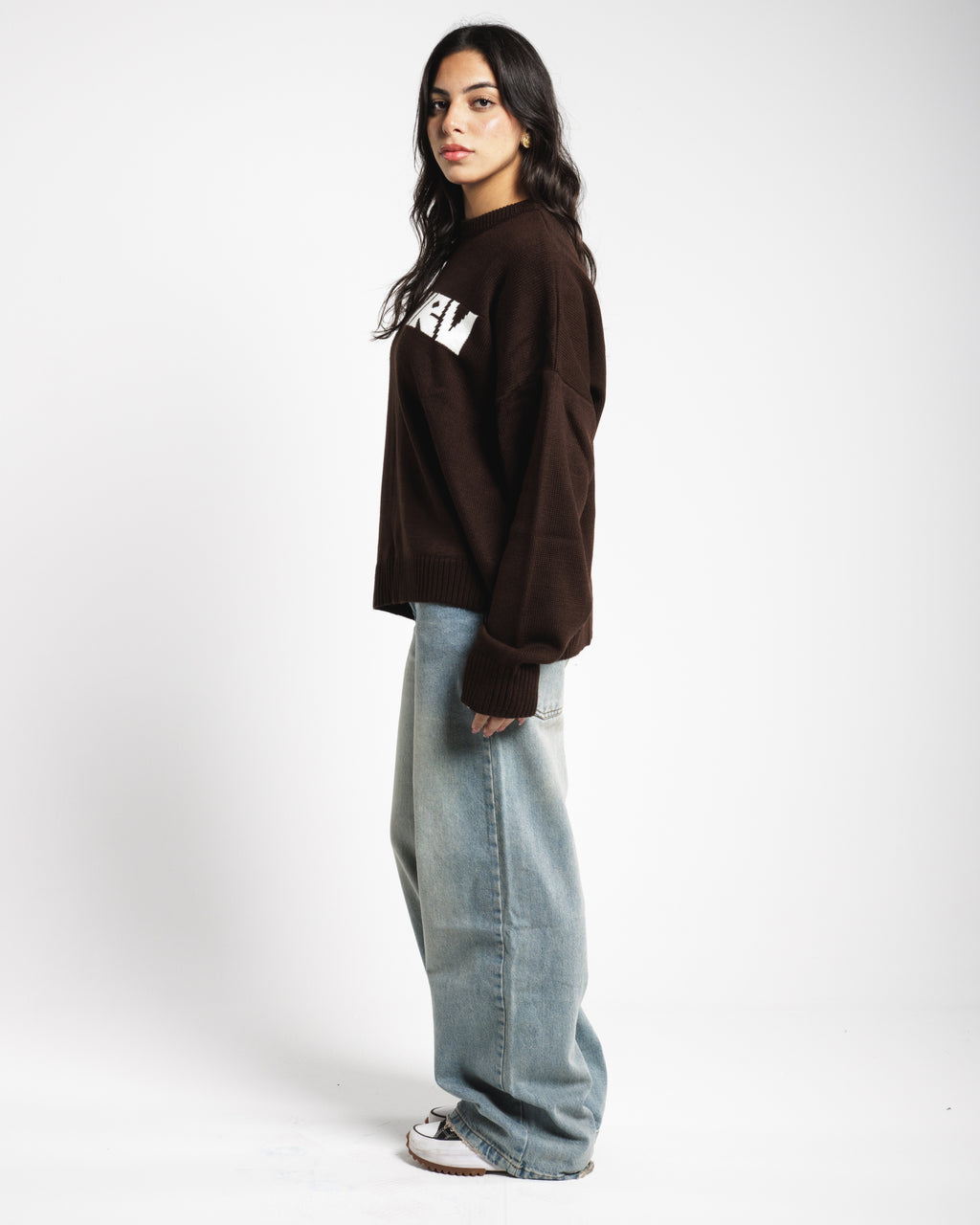 Women Low Rise Baggy Jeans - Faded Vintage