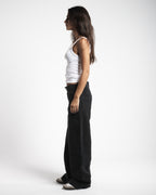 Women Low Rise Baggy Jeans - Solid Black