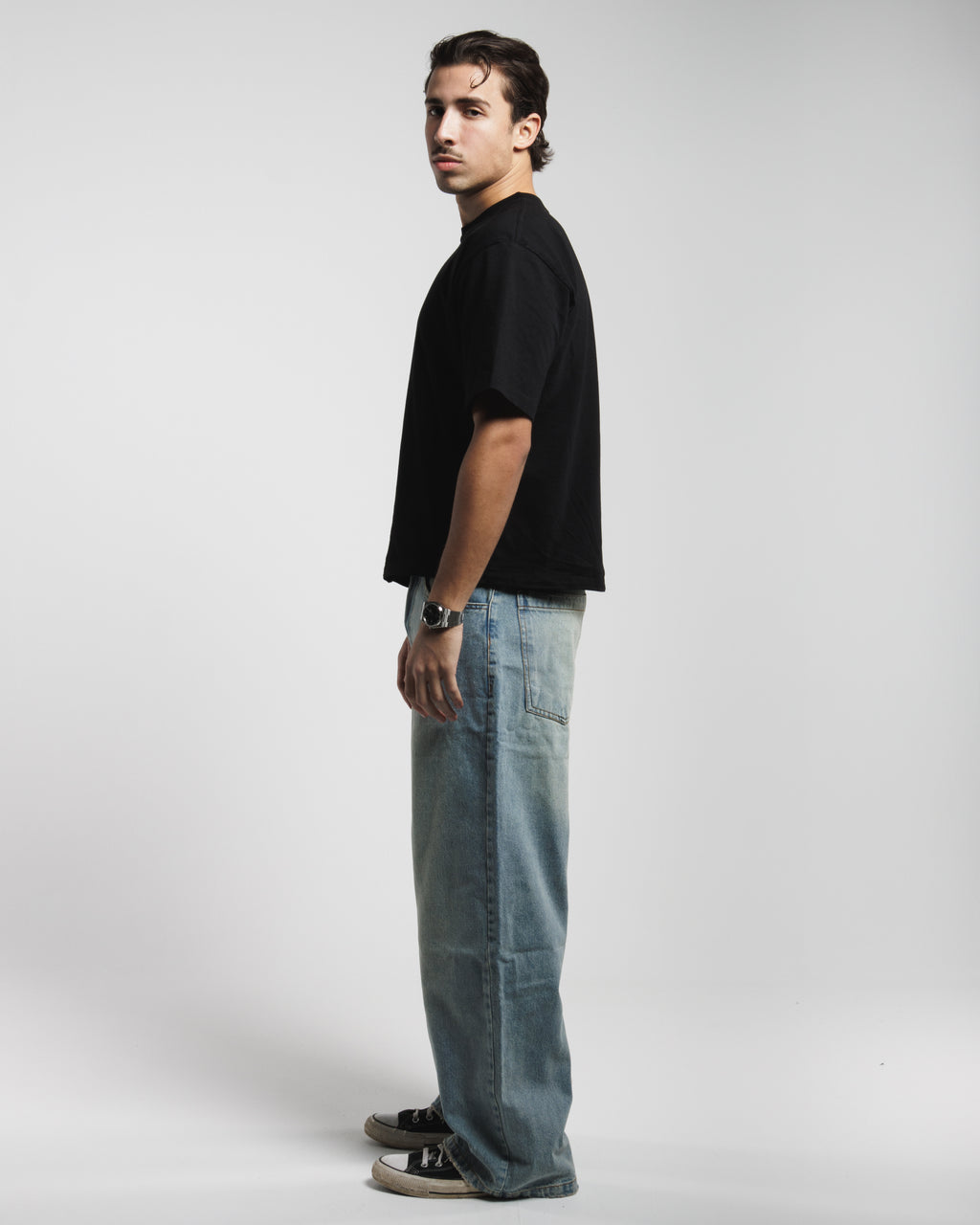 Men Baggy Jeans - Faded Vintage