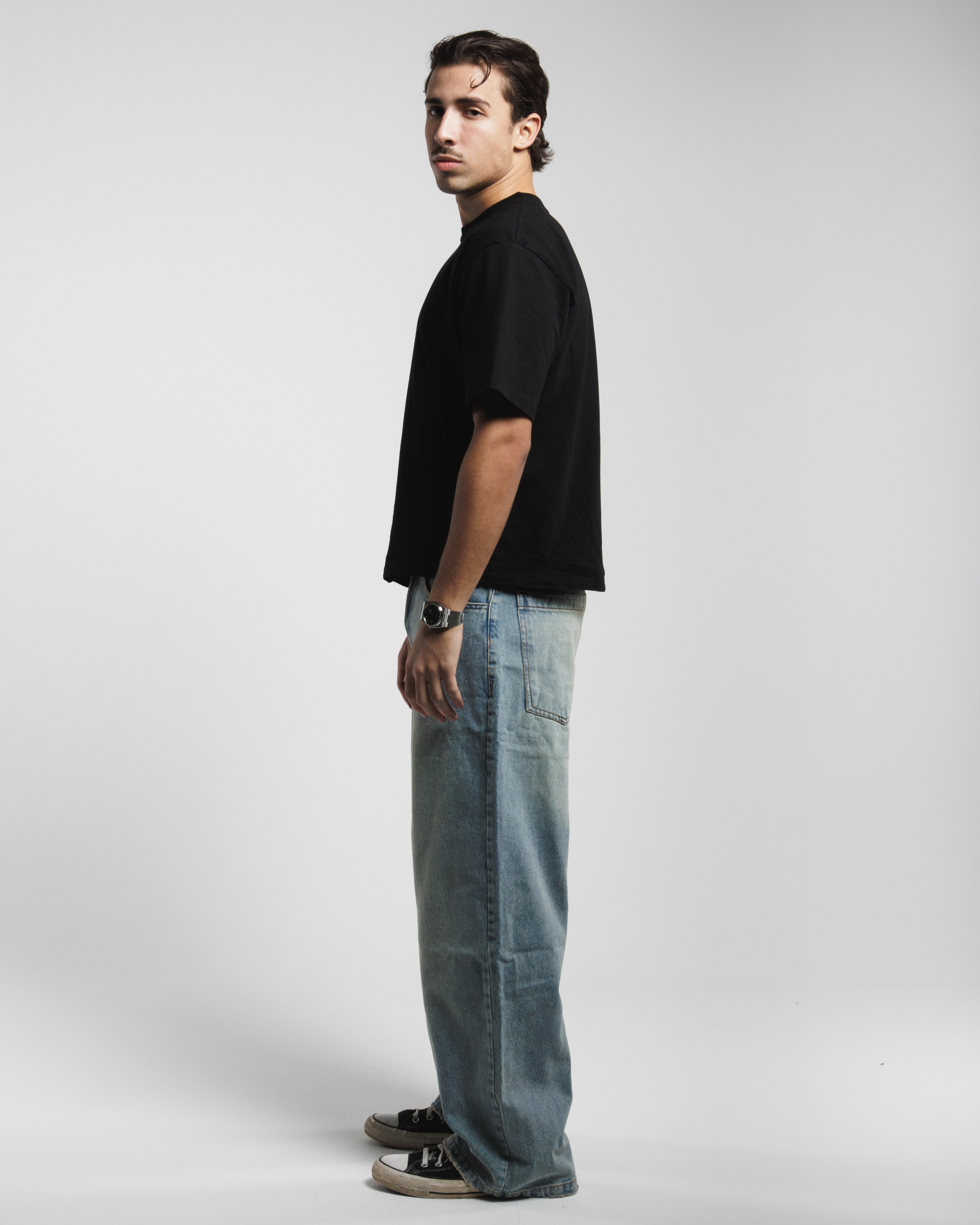 Men Baggy Jeans - Faded Vintage