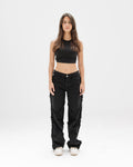 Women Ruffled Black Denim