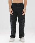 Men Ruffled Black Denim