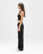 Women Ruffled Black Denim