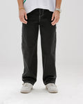 Men Black Stitched Carpenter Jeans