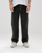 Men Black Stitched Carpenter Jeans