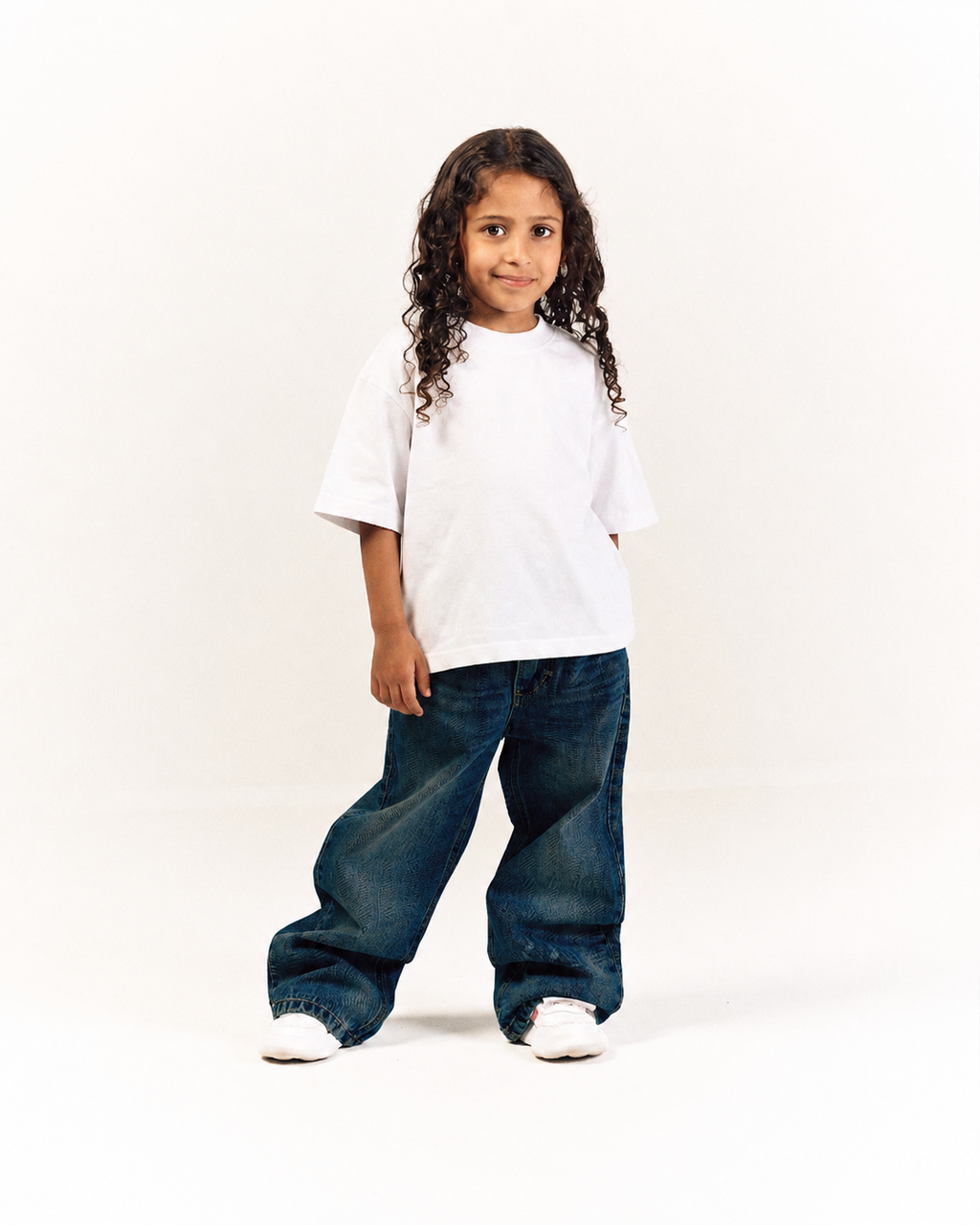 Mini Faded Dark Blue Baggy Jeans